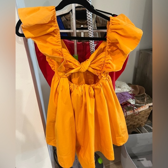 FOR LOVE & LEMONS Clementine Ruffled Tie Back Mini Dress Orange - XS - Picture 6 of 8